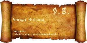 Vanya Botond névjegykártya